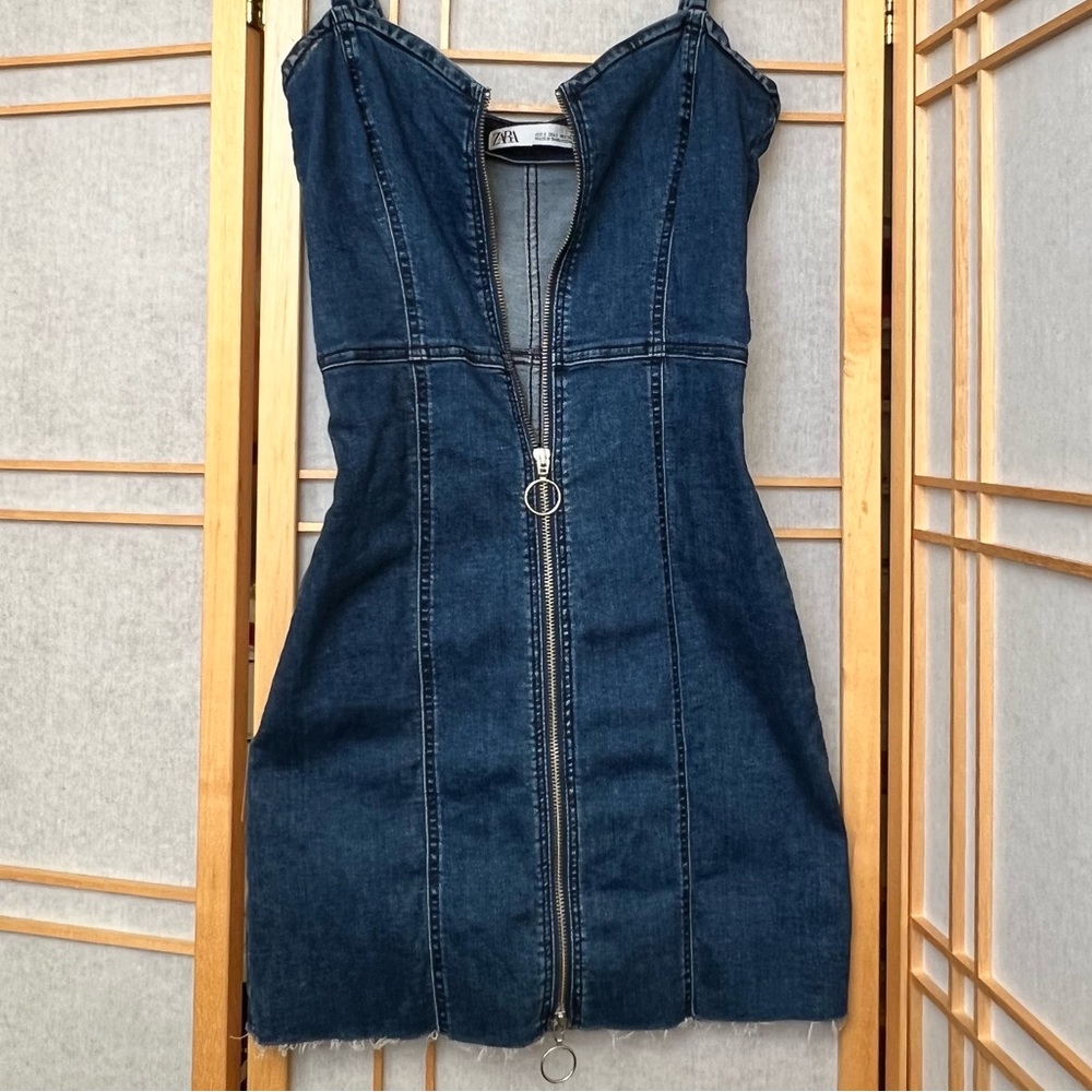Zara Midi Jean Zipper Dress
